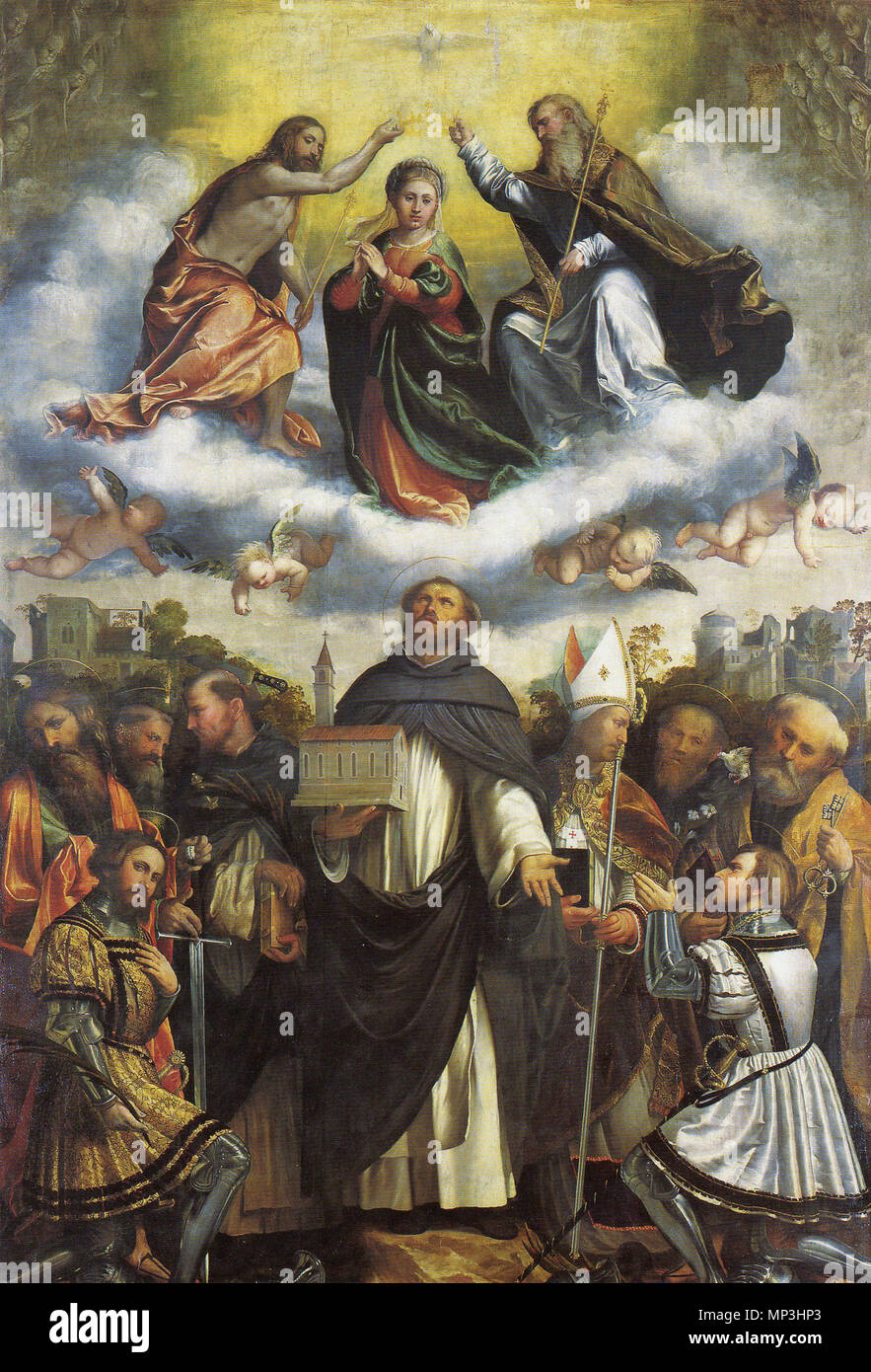 Pala di San Domenico 1545. 954 Pala di san domenico (Romanino) Foto Stock