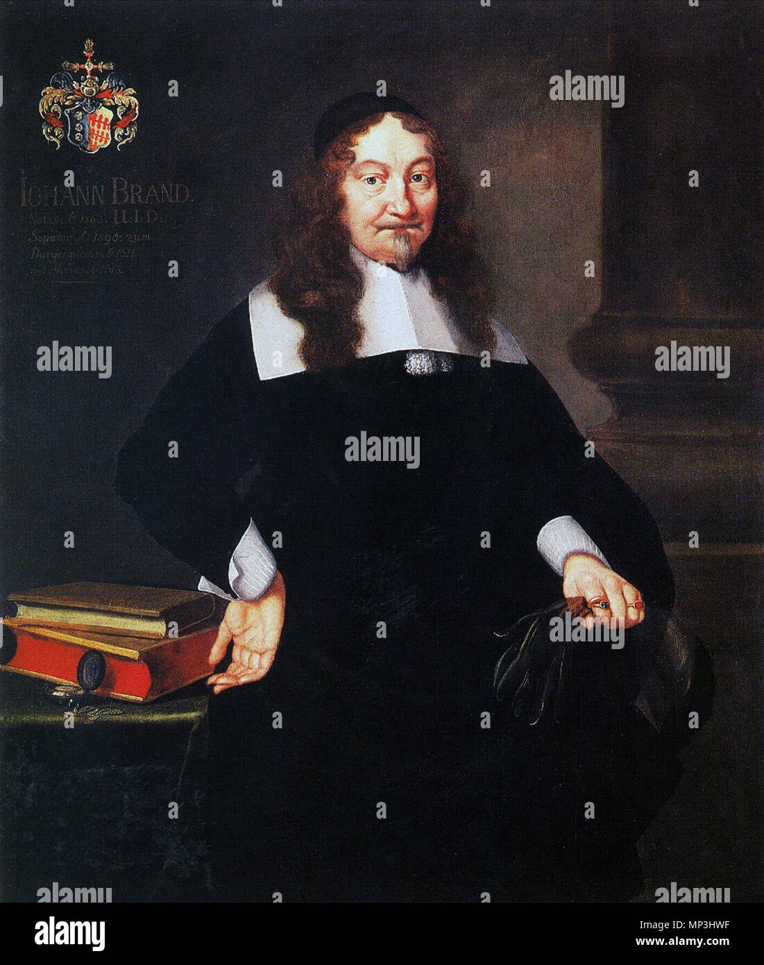 Inglese: ritratto in olio da tutto l'anno 1660 del pittore tedesco Franz Wulfhagen (1624-1670) che mostra il senatore Johann Marca (1563-1615) da Bremen, Germania. Deutsch: Ölgemäde des deutschen Malers Franz Wulfhagen (1624-1670), enstanden um das Jahr 1660, das Johann Marca (1563-1615) zeigt, Ratsherr in Brema, Gograf Hollerland im, Drost von Bederkesa und Provisor des San Rembertistifts circa 1660. 723 Johann Marca - Franz Wulfhagen - um 1660 Foto Stock