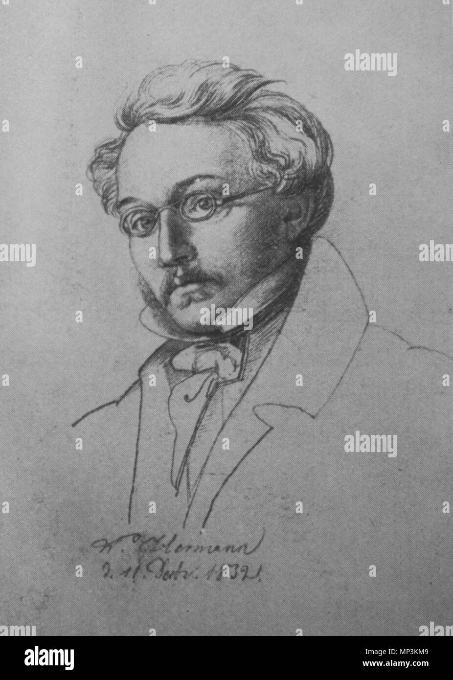 . Woldemar Hermann. In: Hans Geller: Ein Jünger der 'göttlichen Kunst". Das Lebensbild des Nazareners Adolf Zimmermann. In: Neues Lausitzisches Magazin, banda 110 (1934), S. 171-229 und Anhang . 1832. 1272 Woldemar Hermann Foto Stock