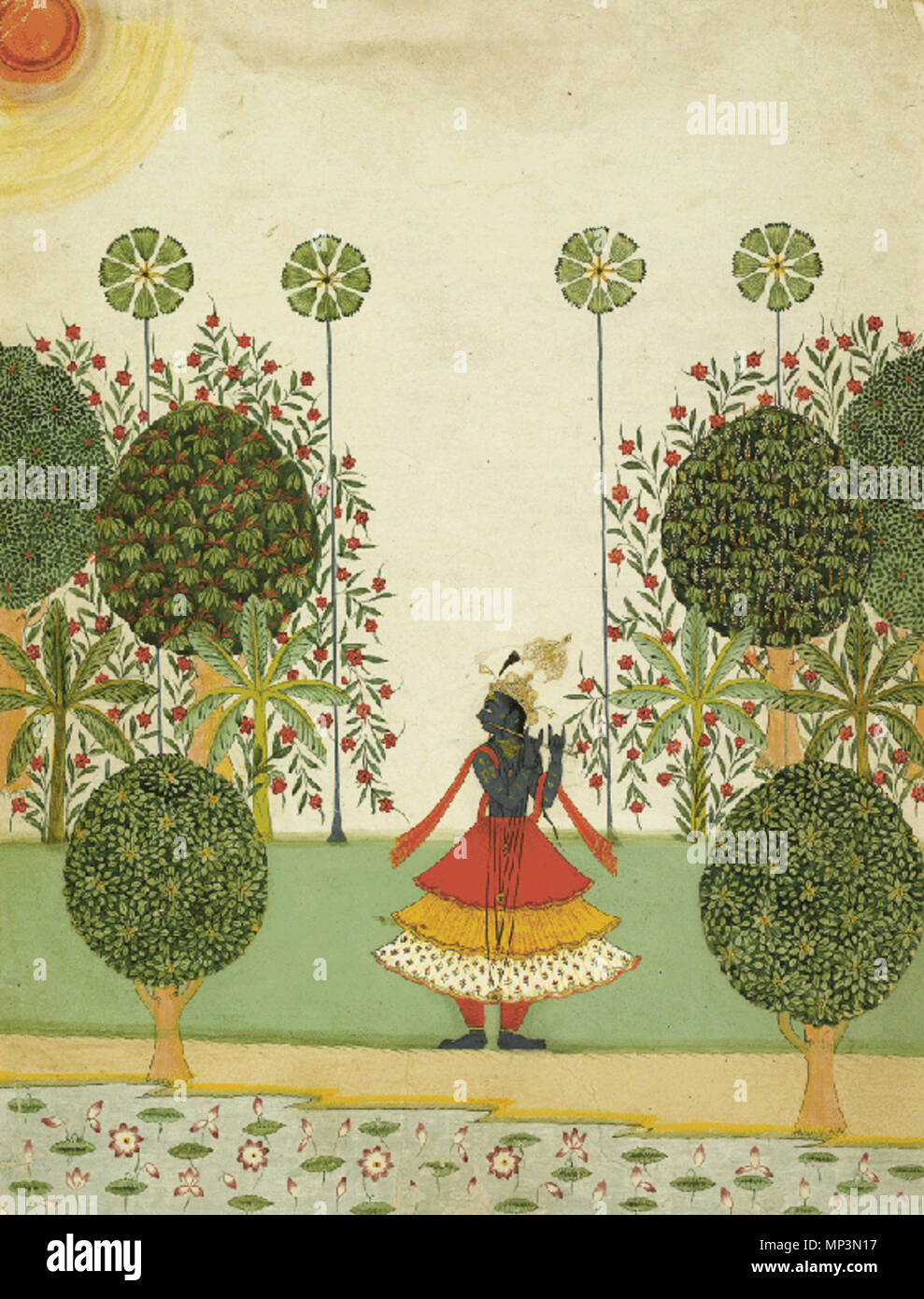 . Inglese: Krishna la scanalatura nella foresta Malwa, Rajasthan, c. 1720 . 1720. Sconosciuto 776 Krishna la scanalatura nella foresta Foto Stock