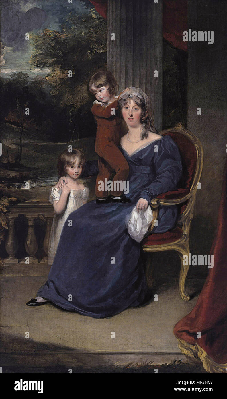 Lady Louisa Harvey, full-length, e i suoi figli Edward e Louisa . Inglese: Lady Louisa Harvey, full-length, e i suoi figli Edward e Louisa . circa 1825. 788 Lady Louisa Harvey con due dei suoi figli di Thomas Lawrence, (1769-1830) Foto Stock