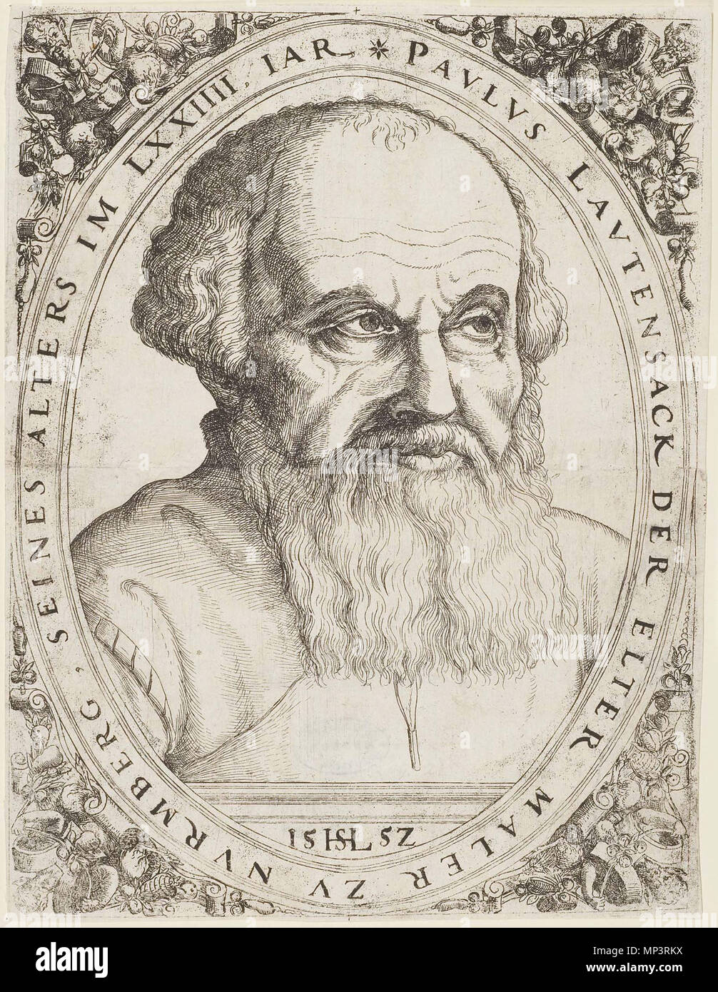 . Porträt Paolo Lautensacks (Radierung) . 1552. Hans Sebald Lautensack 966 Paolo Lautensack Foto Stock