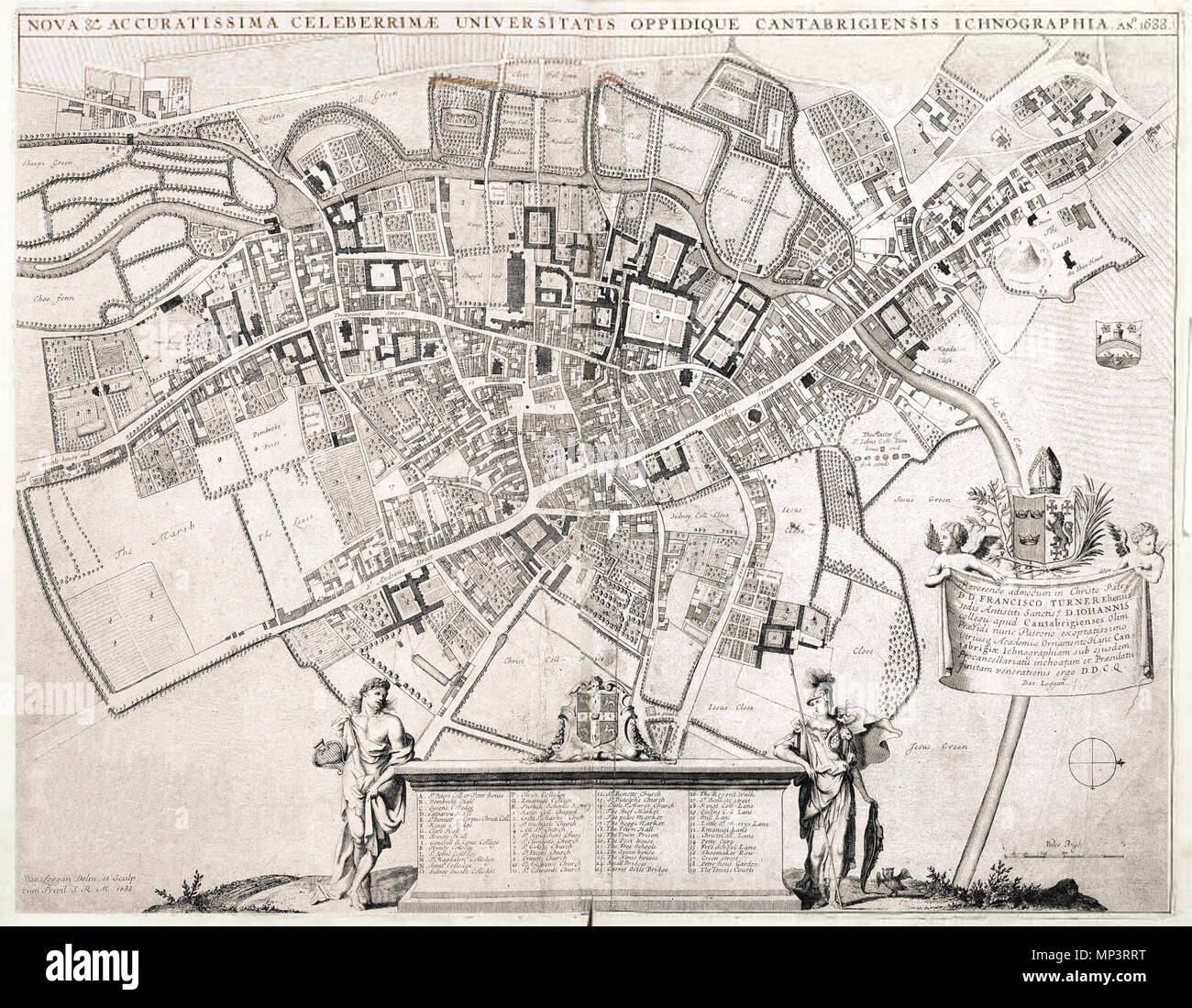 . Inglese: mappa di Cambridge da David Loggan. Datato 1688, pubblicato nel 1690. 1690. David Loggan (1634-1692) Descrizione artista inglese e incisore, Data di nascita e morte Agosto 1634 Luglio 1692 Luogo di nascita e morte Danzica London Authority control : Q5236742 VIAF: 88085606 ISNI: 0000 0001 1856 4291 ULAN: 500030441 LCCN: N84133161 GND: 131599224 WorldCat 851 mappa di Cambridge da Loggan 1690 - fuse Foto Stock