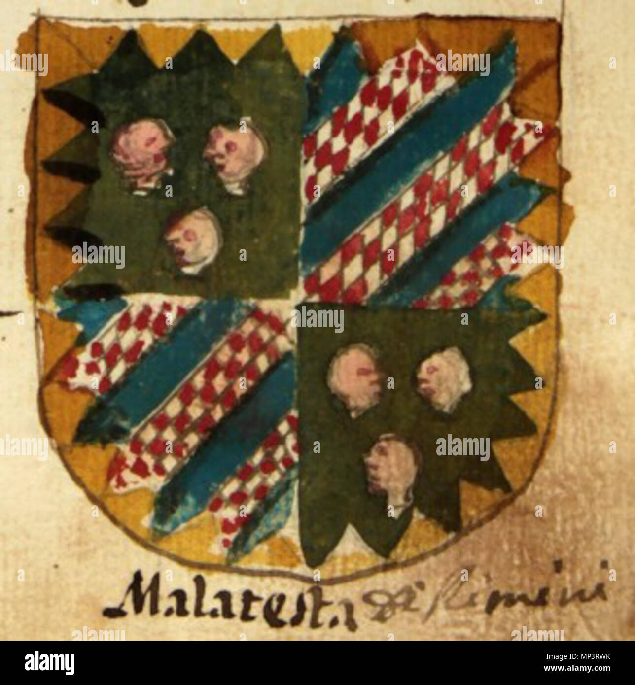 1143 Stemma dei Malatesta di Rimini - Angelo Maria da Bologna Foto Stock