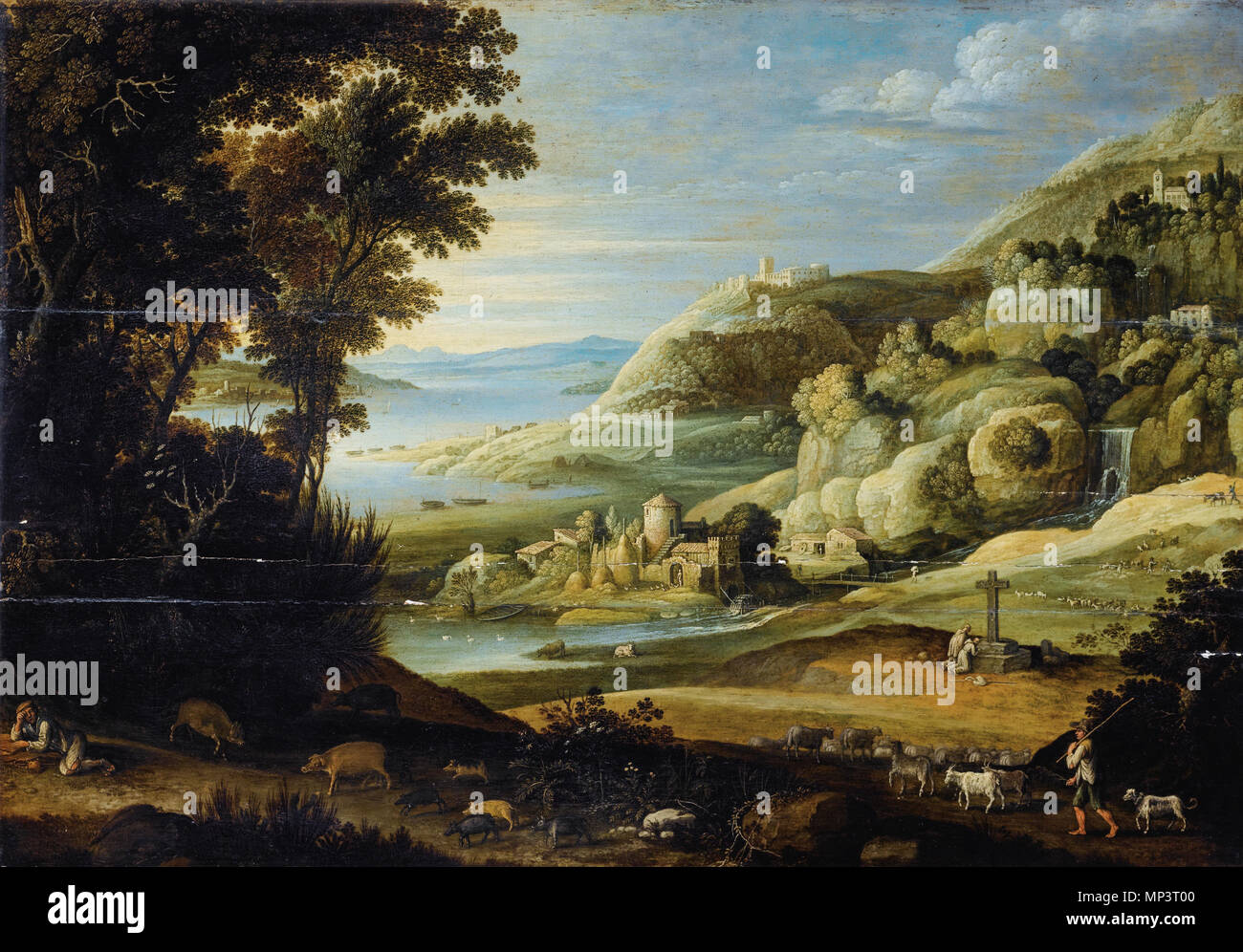 Paesaggio con figure e animali . 1062 Martora Rijckaert - Landschap met figuren en dieren Foto Stock