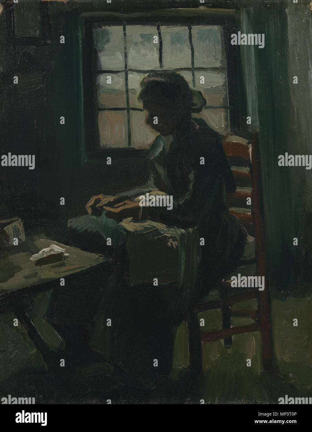 Inglese: Donna cucito Nederlands: Naaiende vrouw . Inglese: dipinto di Vincent van Gogh, 1885 Nederlands: Schilderij van Vincent van Gogh, 1885 . 1885. 916 Naaiende vrouw - S0007V1962 - Il Museo di Van Gogh Foto Stock