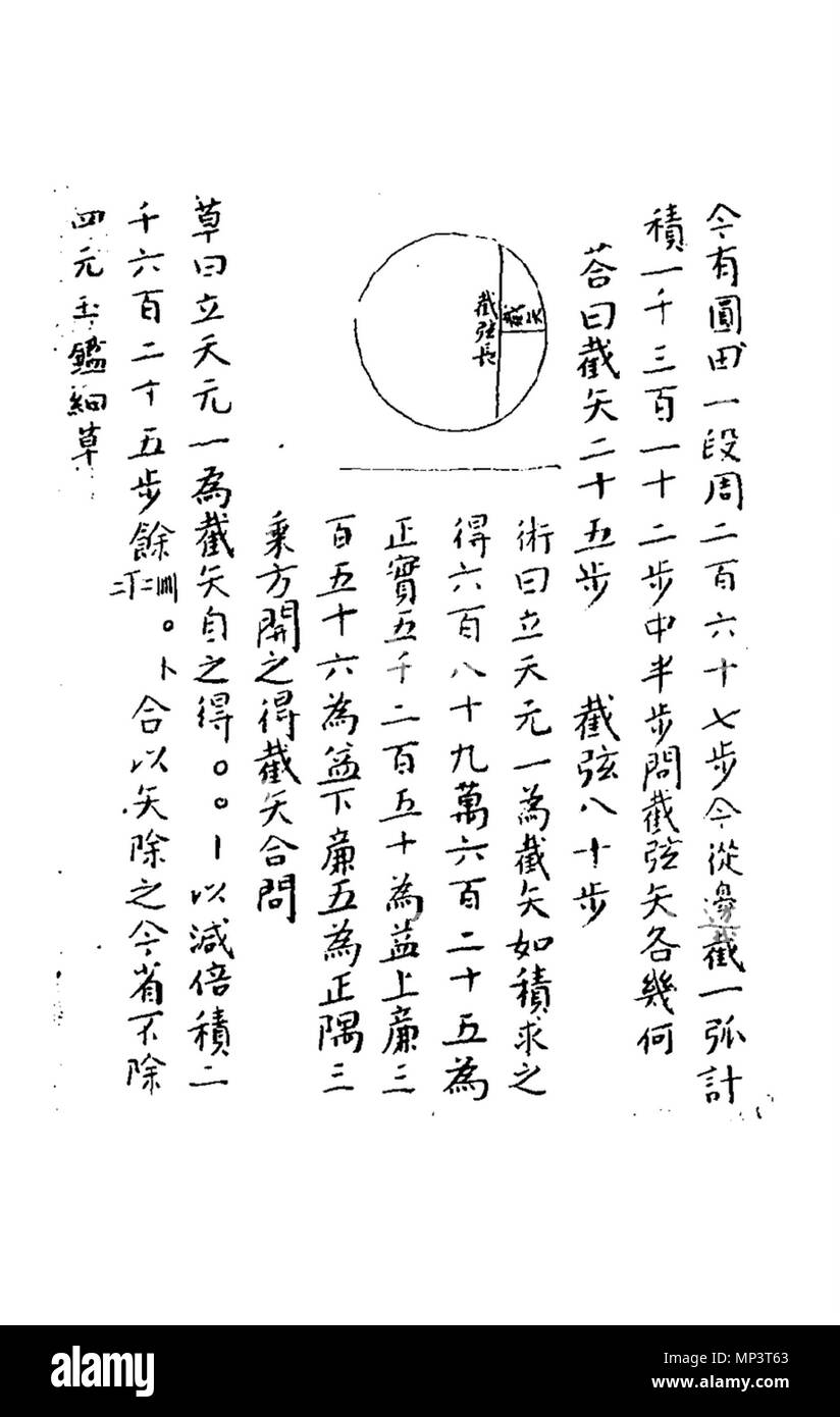 . 中文（简体）‎: 四元玉鉴今有圆田 . 1303. Zhu Shijie 1127 SIYUAN YUJIAN-036-036 PDF Foto Stock