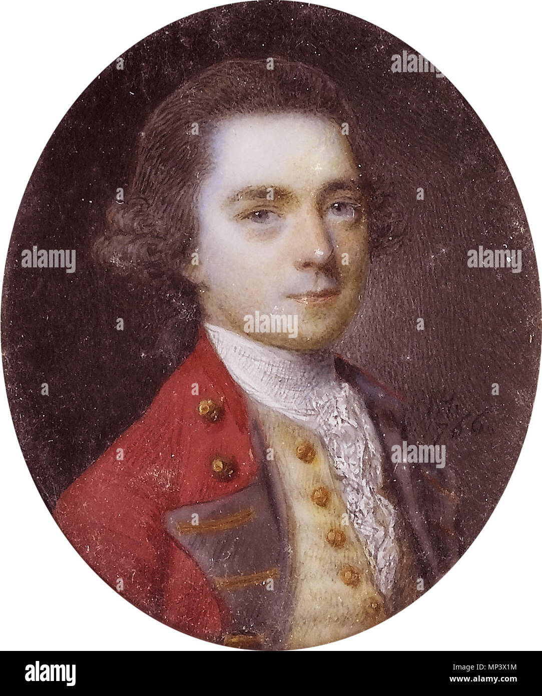 Thomas Wynn, più tardi 3a Bt e primo barone Newborough (1736-1807) *ovale, 4 cm ad alta *firmato b.r.: NH/ 1766 . Inglese: Thomas Wynn, più tardi 3a Bt e primo barone Newborough (1736-1807) ovale, 4 cm alto firmato b.r.: NH/ 1766 . 1766. 1190 Thomas Wynn, più tardi 3a Bt e primo barone Newborough (1736-1807), di Nathaniel Hone Foto Stock