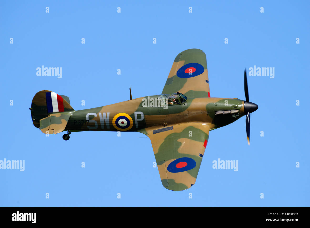 Hawker Hurricane Mk 1, P3717, G-HITT, Shuttleworth, Biggleswade, Bedfordshire, Foto Stock