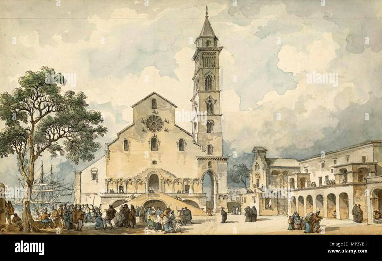. Inglese: acque colore dipinto della Cattedrale di Trani . metà del XVIII secolo. Louis-Jean Desprez (1743 - 1804) 1203 Trani da Louis-Jean Desprez Foto Stock