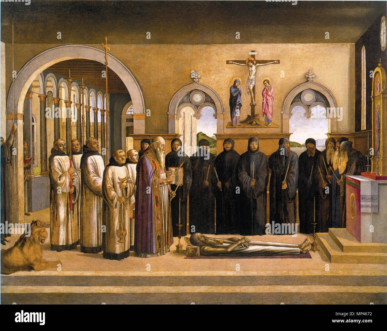 Esequie di San Girolamo tra il 1470 e il 1472. 795 Lazzaro Bastiani - i funerali di san Girolamo - WGA1490 Foto Stock