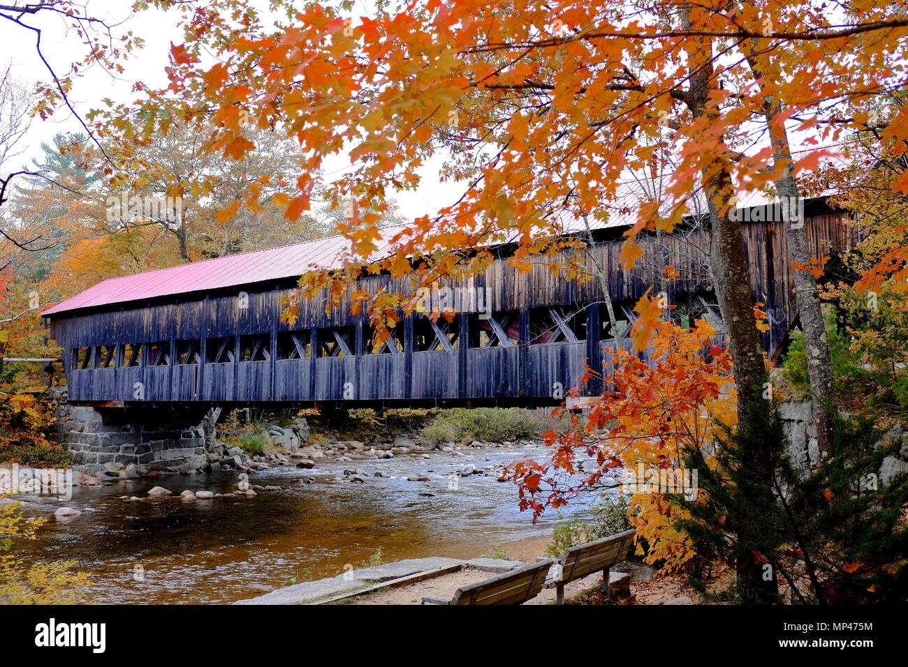 Difficile battere la bellezza della Nuova Inghilterra autunno scenario autunnale. Foto Stock