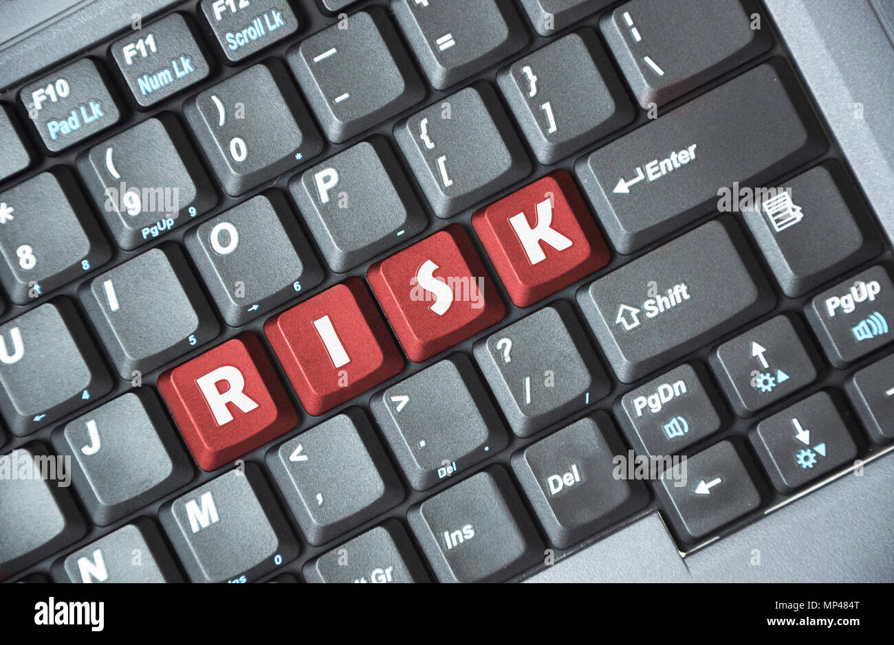 Rischi rosso tasto sulla tastiera Foto Stock