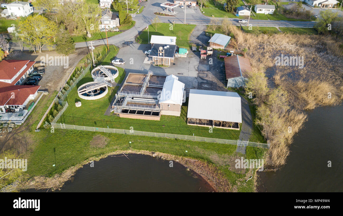 Il villaggio di Atene impianto di trattamento delle acque reflue di Atene, in Greene County NY Foto Stock