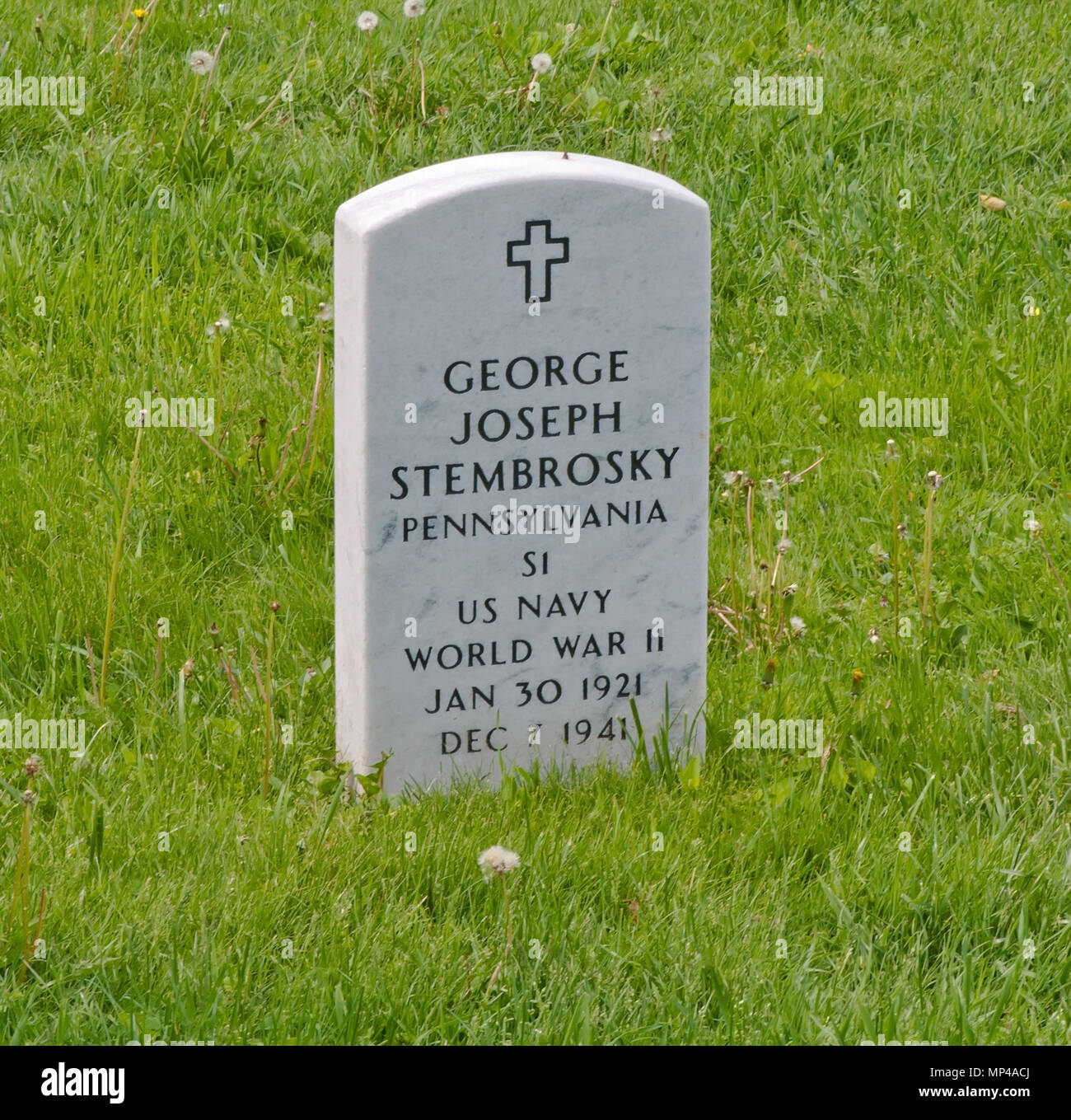 GETTYSBURG, PENNSYLVANIA 5-15-2018 La lapide di George Joseph Stembrosky che fu ucciso a Pearl Harbor Foto Stock