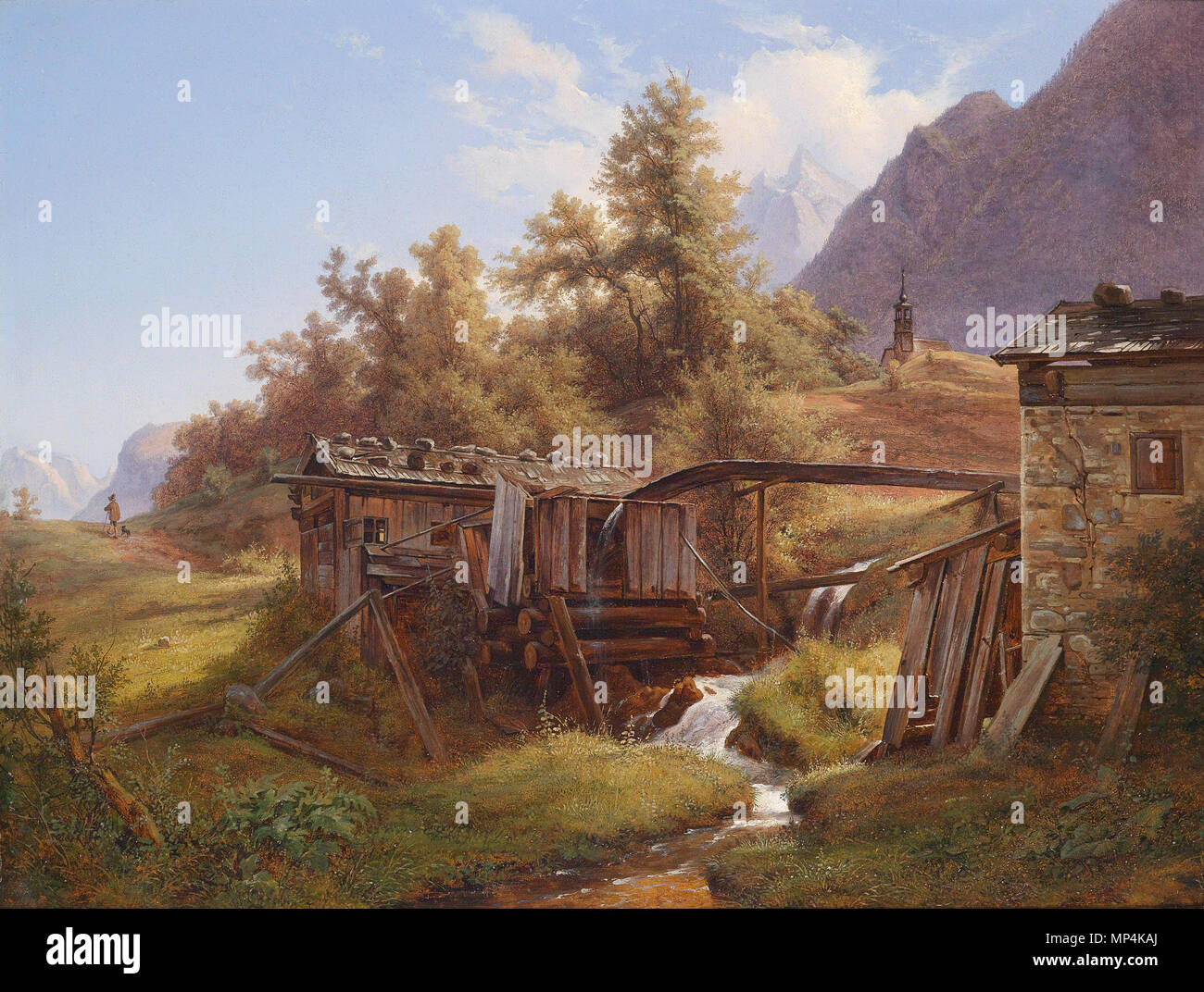 1067 Robert Kummer Alte Mühle im Thale bei Berchtesgaden 1840 Foto Stock