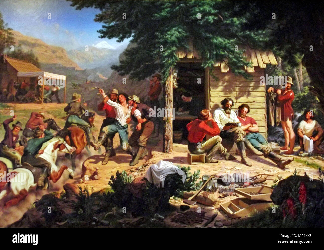 Domenica mattina nelle miniere . (Sierra Nevada della California) . 1872. 917 Nahl 1872, domenica mattina nelle miniere Foto Stock