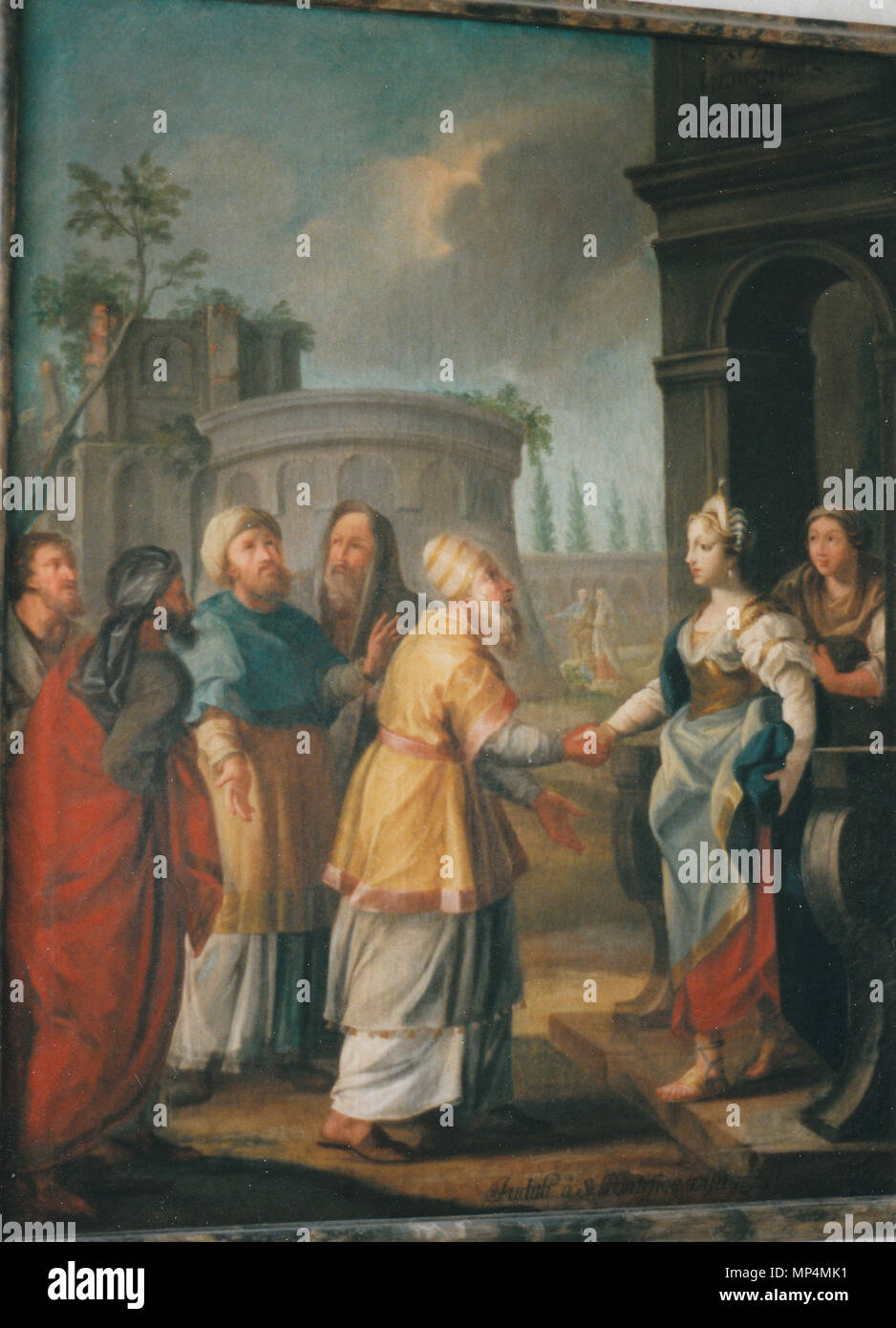 . Deutsch: Kreuzgang im Kloster Ottobeuren - Judit wird vom Hohenpriester gepriesen (Jdt 15,8-10) (1722) . Il 10 luglio 1999. Giuseppe Ruffini (1690-1749); fotografato da Hermetiker 769 Kloster Ottobeuren - Kreuzgangbilder A 09 Foto Stock