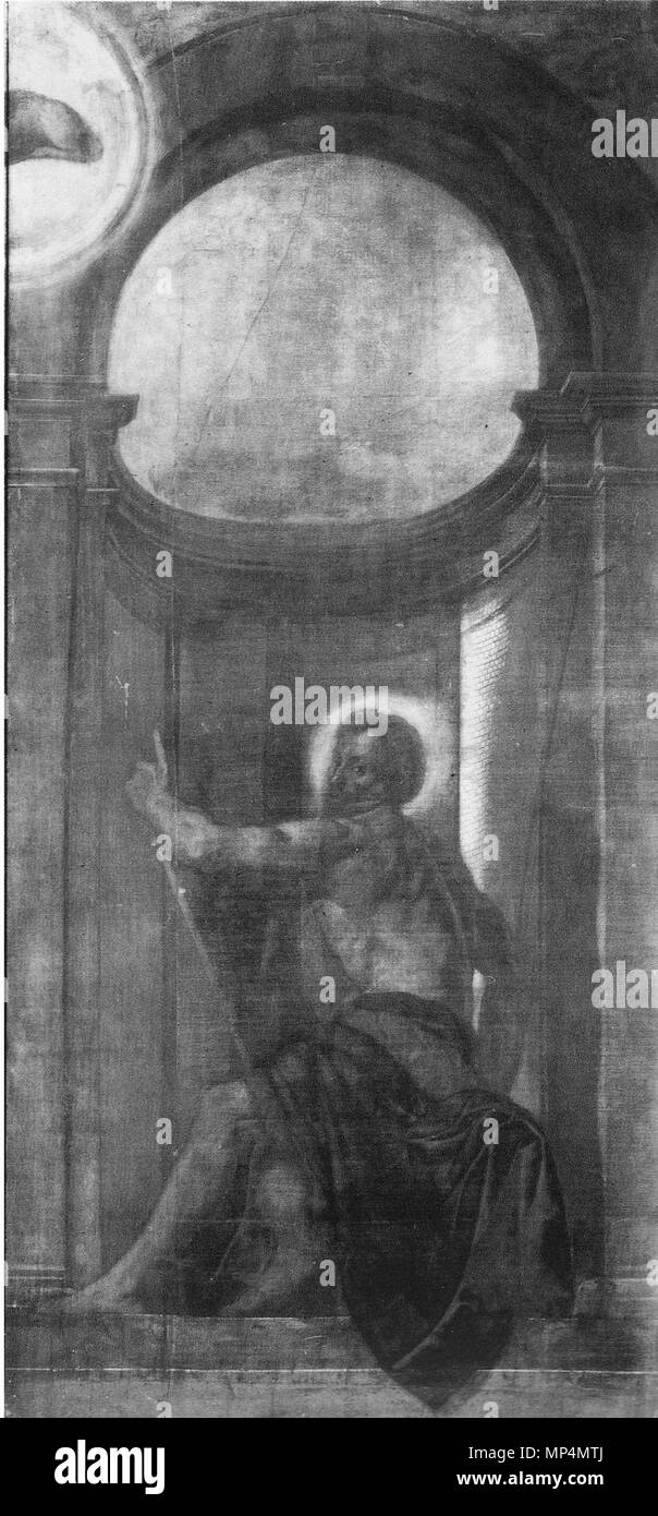 . Italiano: Ante dell'organo della chiesa di San Giovanni (Brescia) . 21 febbraio 2013, 19:17:55. Moretto da Brescia 1090 San Giovanni Battista (Moretto, San Giovanni, Brescia, ante organo) Foto Stock