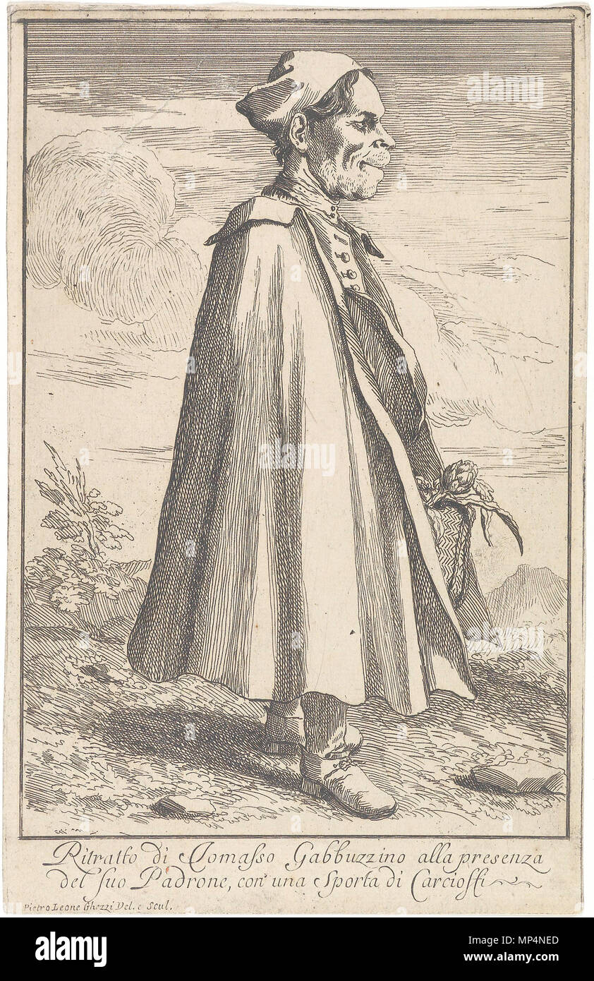 985 Pier Leone Ghezzi Porträt des Tommaso Gabbuzino mit einer Artischocke Foto Stock