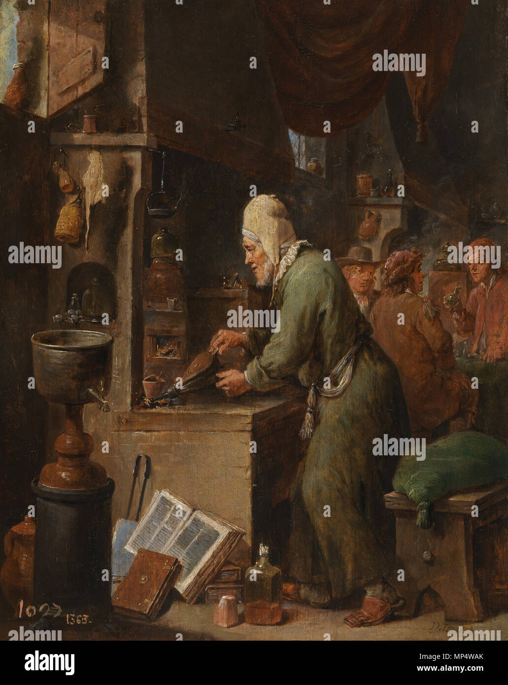 L'Alchimista . L'Alchimista . tra 1631 e 1640. Teniers 1165-el alquimista-prado Foto Stock