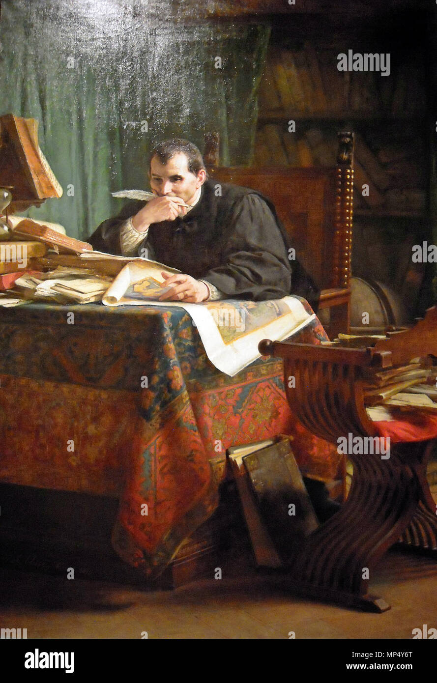 Niccolò Machiavelli nel suo studio 1894. 1142 Stefanoussi1894 Foto Stock