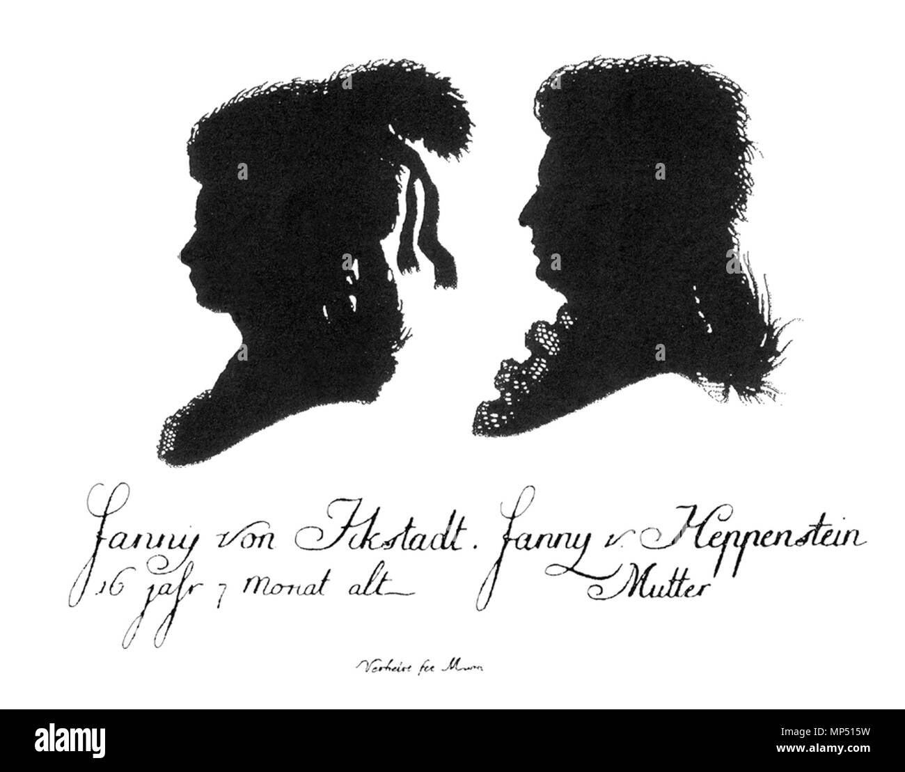 . Deutsch: Scherenschnitte von Fanny und ihrer Mutter Maria Franzisca von Weinbach . Il 23 febbraio 2016. Egid Verhelst, morì 1804 1099 Scherenschnitte Fanny Foto Stock