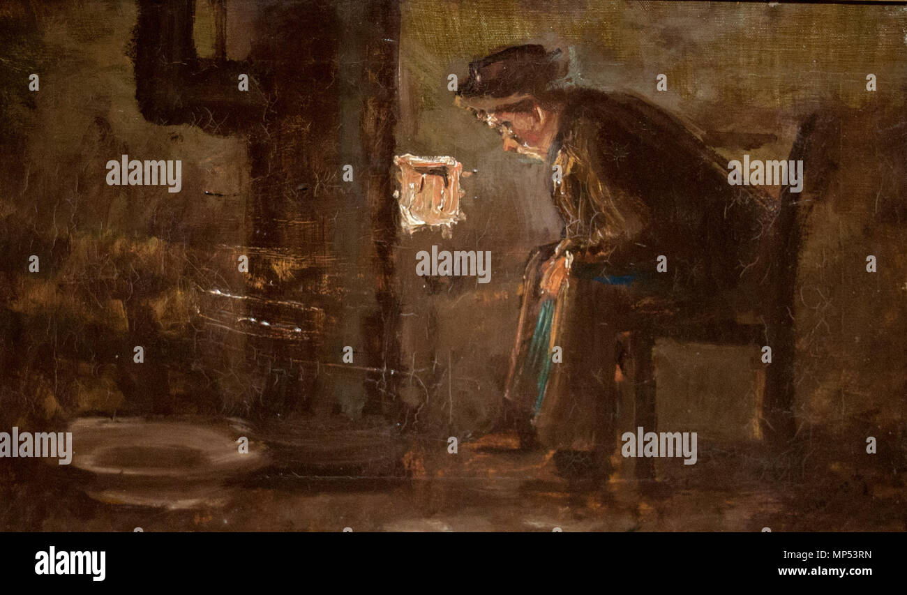 880 Mednyánszky - Vagabond guardando il fuoco Foto Stock