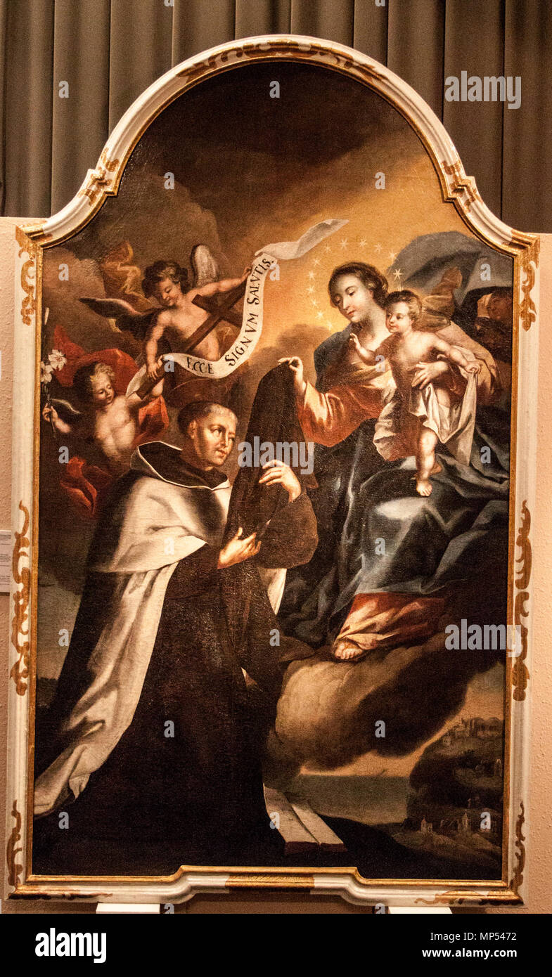 Santa Barbara . Nostra Signora del Monte Carmelo - Madonna con lo scapolare. Madonna extradites lo scapolare per St Simeon Stoke . 1740. 1144 Stetner - Madonna con lo Scapolare, 1740 Foto Stock