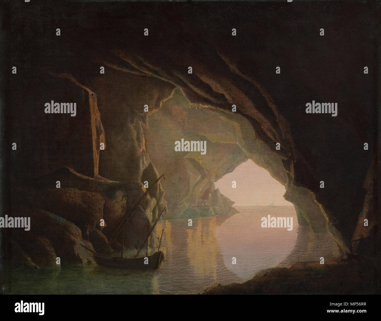 B1981.25.710 1274 Wright di Derby e una grotta nel Golfo di Salerno, Tramonto Foto Stock