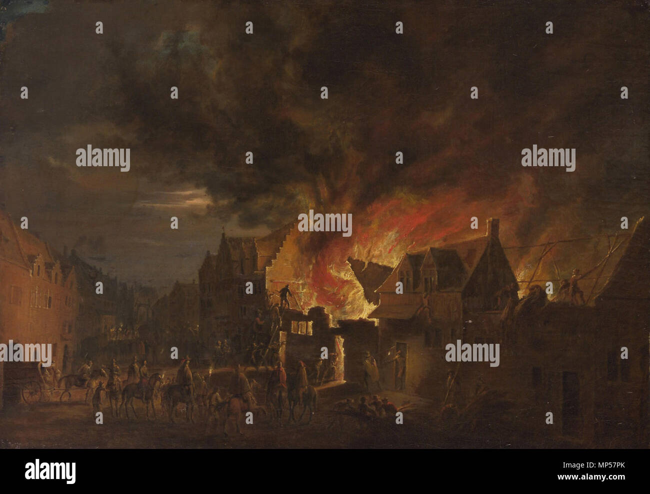 Arciduca Leopoldo Wilhelm in corrispondenza di un fuoco notturno tedesco: Erzherzog Leopold Wilhelm bei einem nächtlichen marca prima del 1656. 1068 Robert van den Hoecke 008 Foto Stock