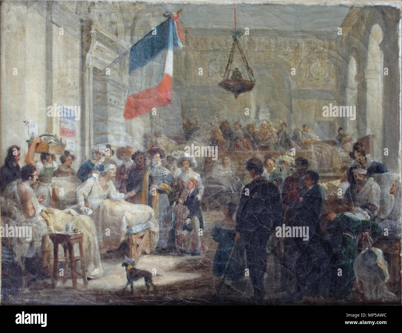 La reine Marie-Amélie visitant les blessés des journées de Juillet à l'ambulanza de la Bourse, le 25 août 1830 786 La Reine Marie-Amélie visitant les blessés des journées de Juillet à l'ambulanza de la Bourse, le 25 août 1830 da Nicolas Gosse (Carnavalet P 127) 02 Foto Stock