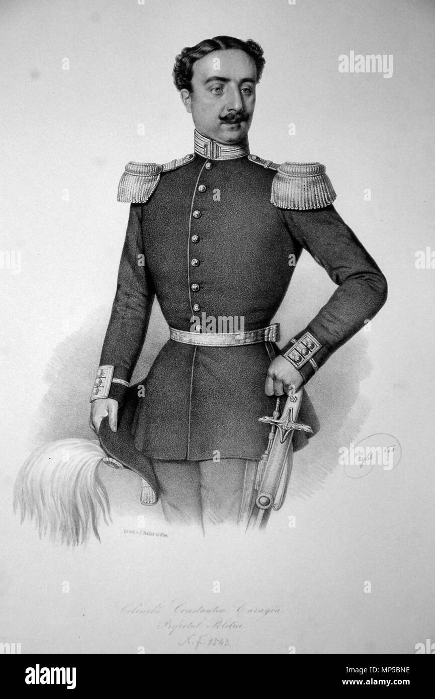 Fotocamere digitali Olympus . Deutsch: Konstantin Caragea (1799-1860), entstamt der Panariotenfamilie Cardja. Sein Vater Johann Caradja guerra Fürst der Walachei, Lithographie von Franz Eybl, 1858 . 1858. Franz Eybl (1806-1880) 773 Konstantin Caragea Litho Foto Stock