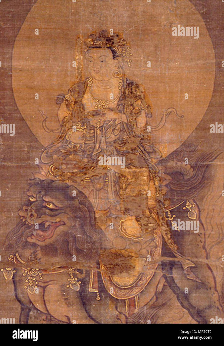 . Inglese: Monju Kishi, Masaki Art Museum, Osaka, Giappone . Periodo Nanbokuchō (1334-1392). Anonimo Nanbokuchō-periodo artista 767 Kishi Monju Masaki (Museo d'arte) Foto Stock