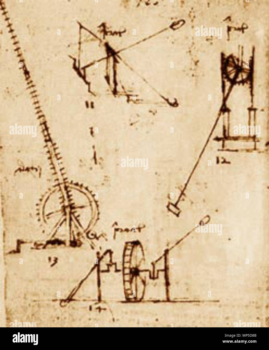 1297 Зубчатый винтовой механизм рисунок да Винчи Foto Stock