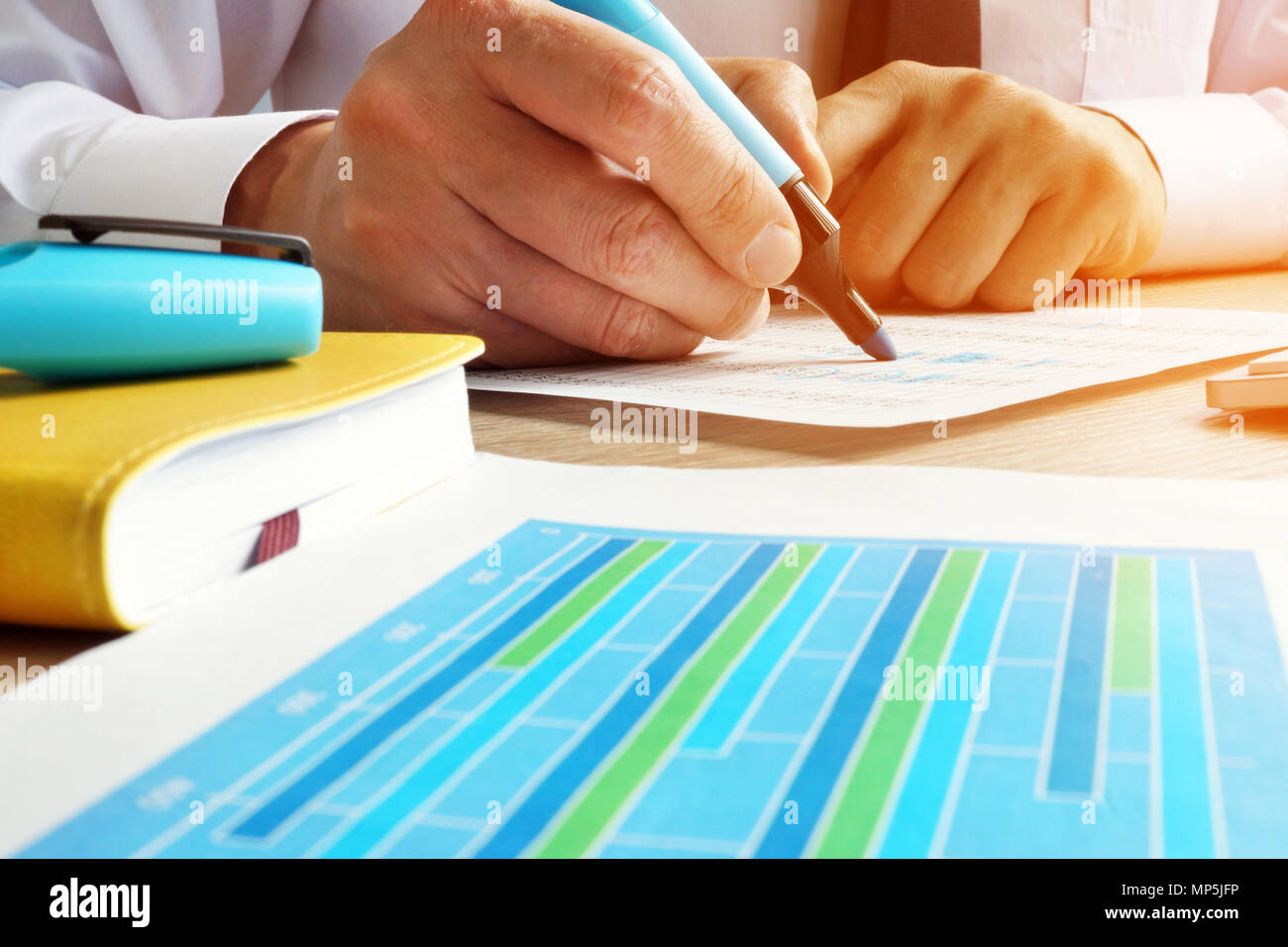 Revisore dei conti a lavorare con i dati finanziari. Audit interno. Foto Stock