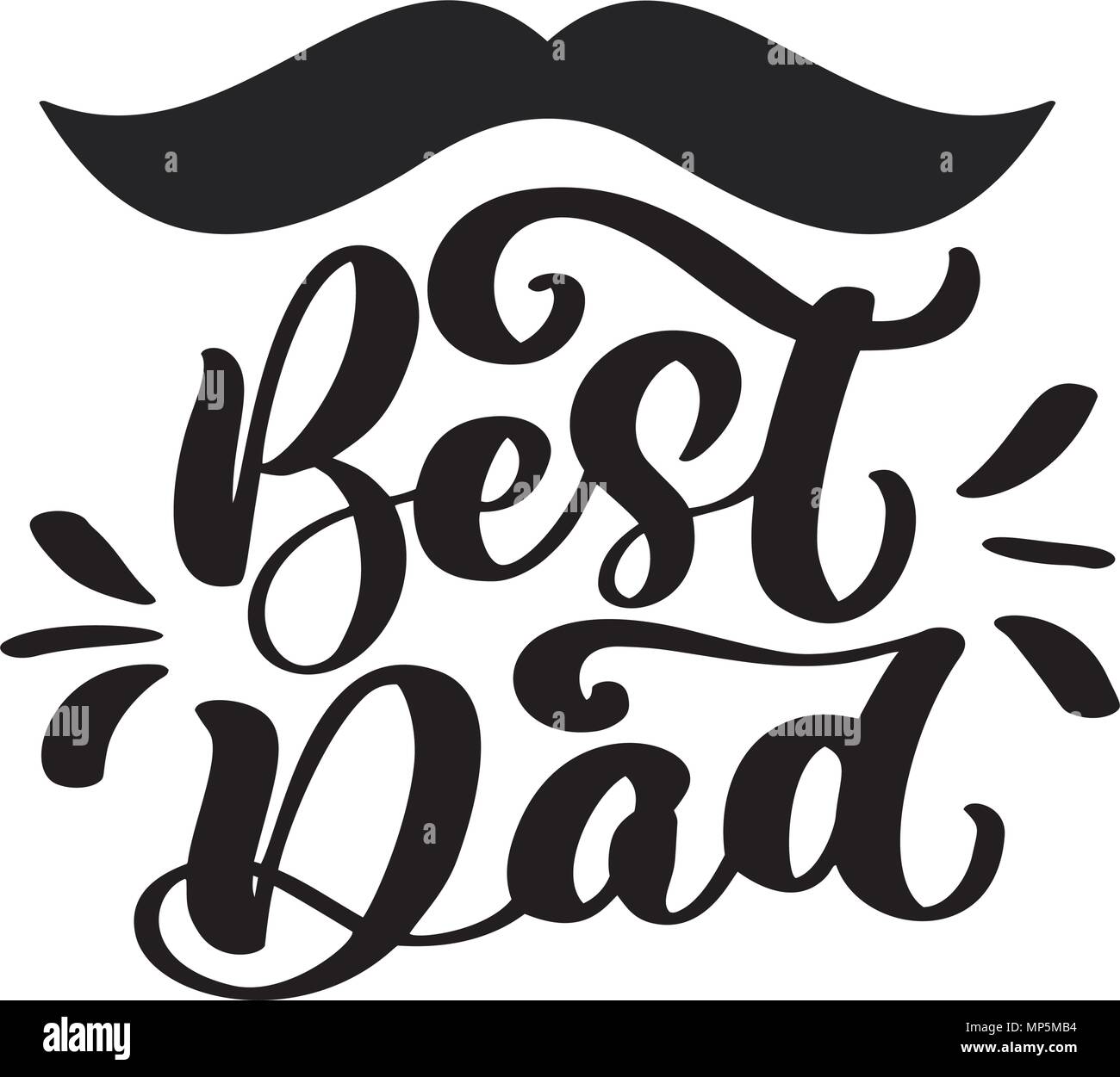 Isolate i padri felice giorno preventivi su uno sfondo bianco. Miglior papà in tutto il mondo. Congratulazioni etichetta, vettore di badge. Baffi, stelle elementi per il tuo design Illustrazione Vettoriale