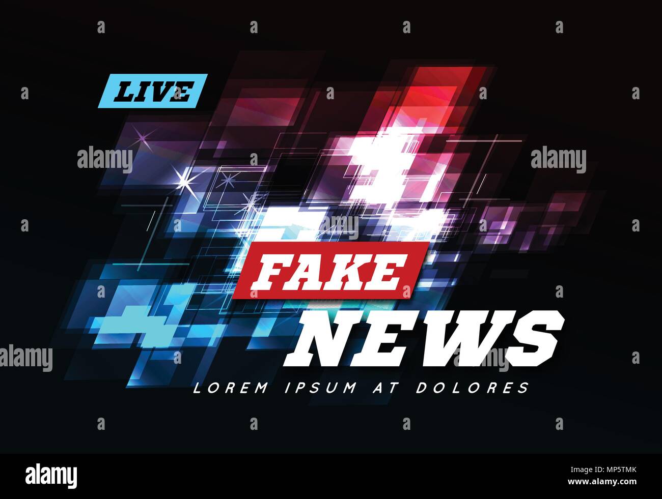 Fake Live News può essere utilizzato come il design per notizie della televisione o di Internet media. Vettore Illustrazione Vettoriale