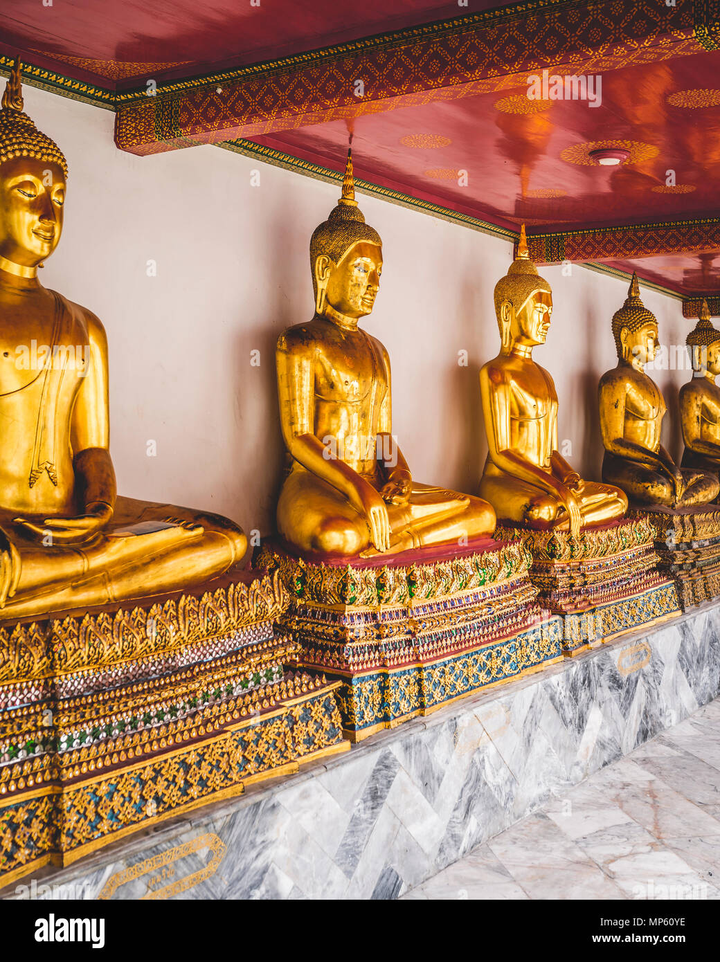 Golden Buddha, Wat Pho, Bangkok, Thailandia Foto Stock