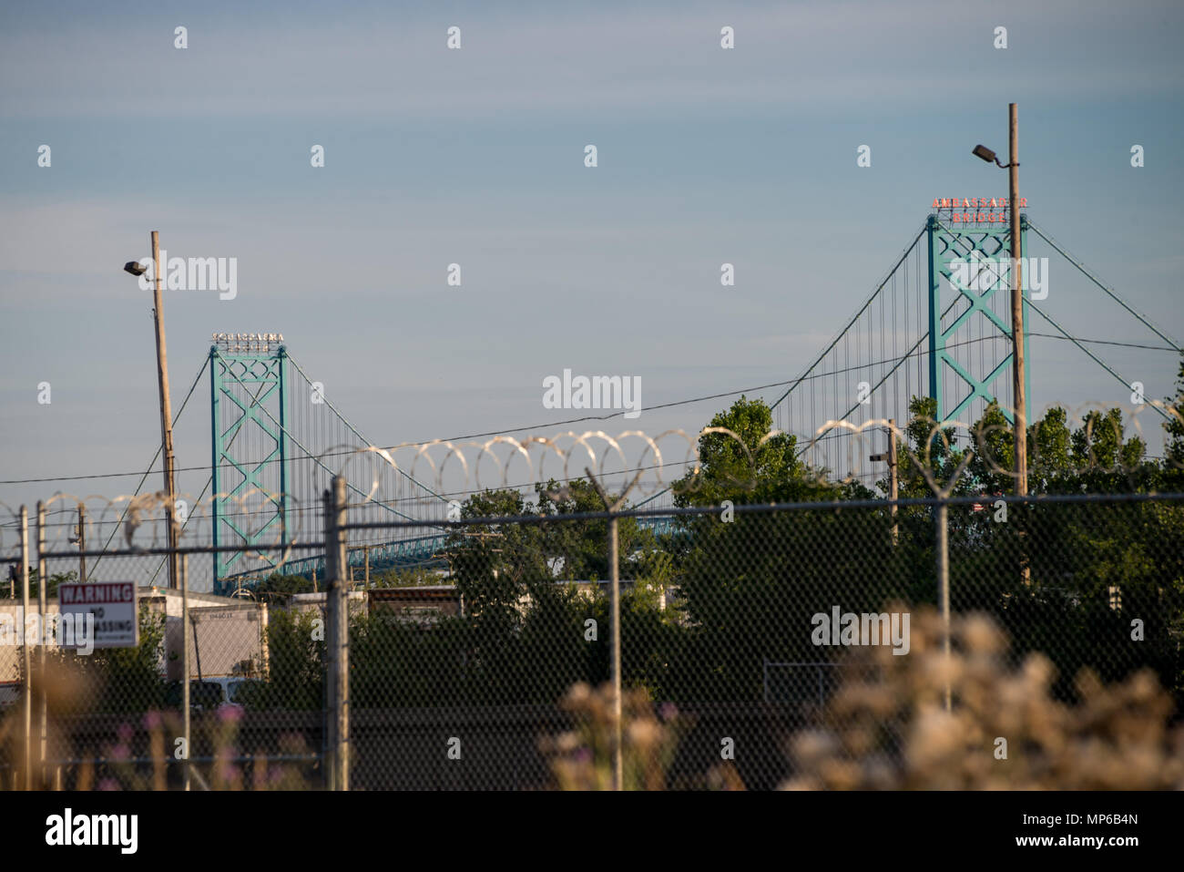 Ambassador bridge tra Detroit e di frontiera di Windsor Foto Stock