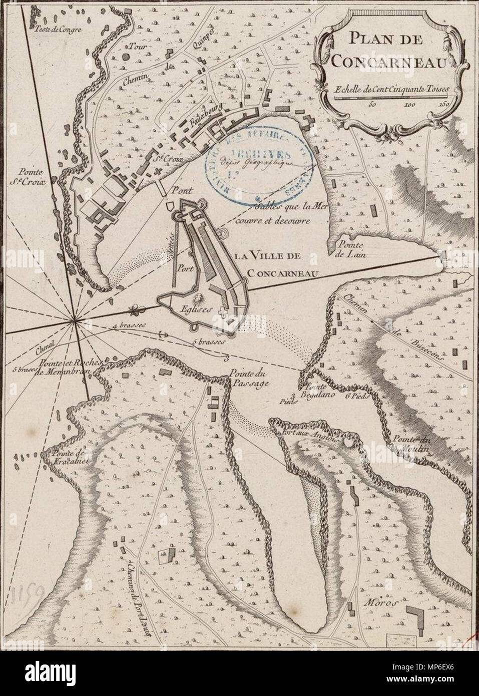 . Français : Plan de Concarneau en 1764 . 18 Novembre 2014 06:36:19. Jacques-Nicolas Bellin (1703-1772) 1008 Plan de Concarneau en 1764 Foto Stock