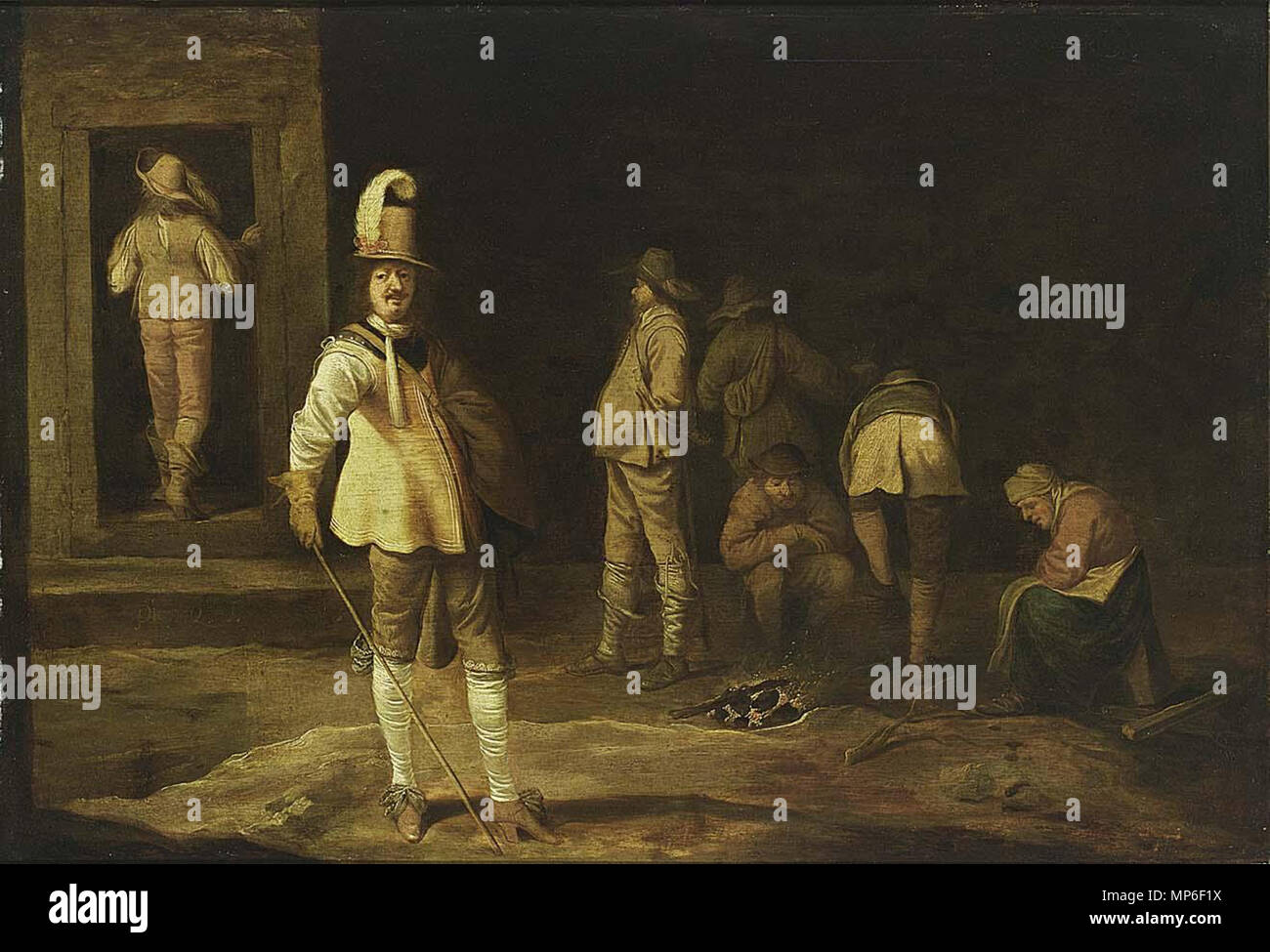 . Inglese: Pieter Jansz. QUAST, KORTEGAARDJE, soldati e contadini riuniti attorno a un fuoco in un granaio. 1600s. Pieter Quast (circa 1605/1606-1647) nomi alternativi Pietro Quast Descrizione pittore olandese, disegnatore e incisore e scultore Data di nascita e morte circa 1605-1606 1647 Maggio o Giugno 1647 Luogo di nascita e morte Amsterdam Amsterdam lavoro periodo dal 1630 fino al 1647 sede di lavoro Amsterdam (1630-1634), l'Aia (1634-1641), Amsterdam (1641-1647) Autorità di controllo : Q874537 VIAF: 45501175 ISNI: 0000 0001 1632 8287 ULAN: 500016042 LCCN: nr96013404 WGA: QUAST, Pieter Jansz. Wo Foto Stock