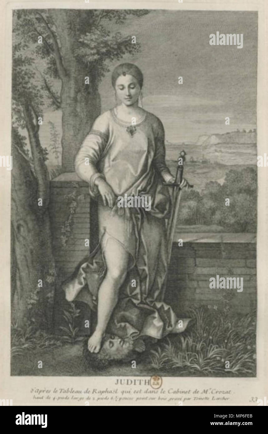 Giuditta con la testa di Holophernes 1729. 792 Antonietta Larcher dopo Giorgione - Judith Foto Stock