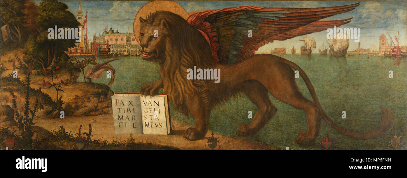 Inglese: Il leone di San Marco 1516. 804 leone marciano andante - Vittore Carpaccio - Google istituto culturale Foto Stock
