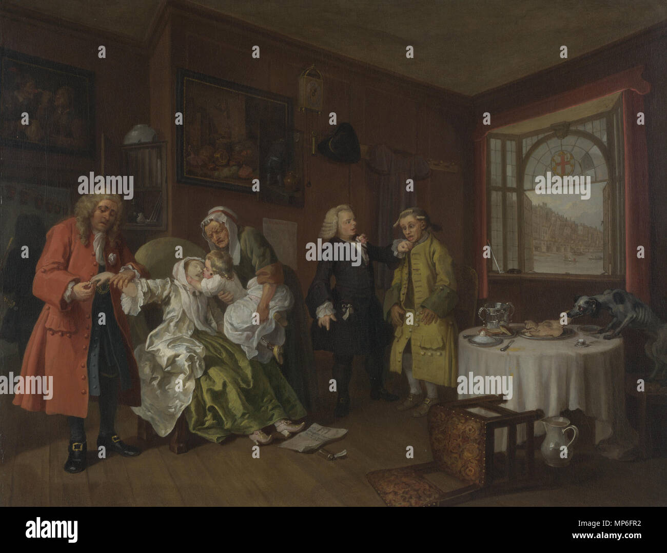 Il matrimonio à la mode: 6. Signora della morte . Inglese: matrimonio a-la-Mode: 6, Signora della morte. William Hogarth. Olio su tela. 69,9 x 90,8 cm. . Circa 2018 1743. 864 matrimonio a la modalità 6, Signora della morte - William Hogarth Foto Stock