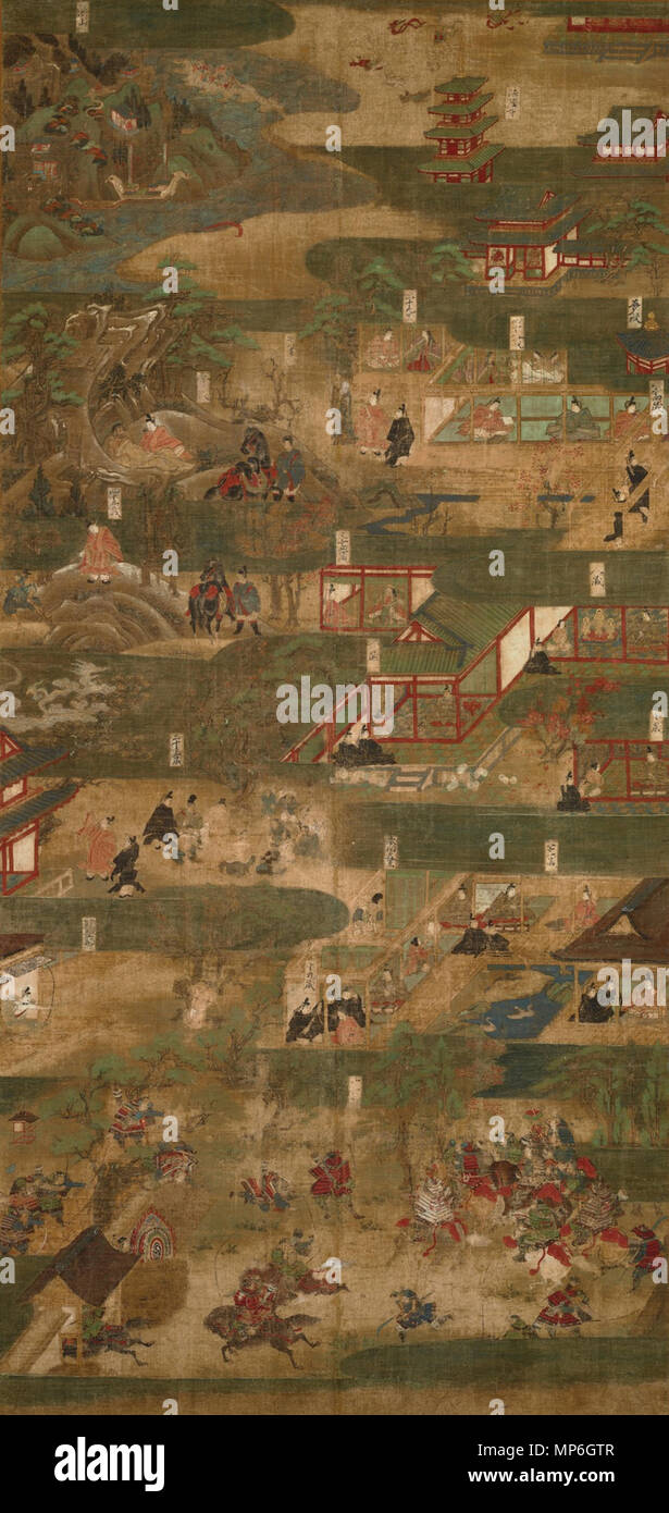 . Inglese: Biografia pittorica di Shotoku Taishi, Museo Nazionale di Tokyo, Giappone 日本語: 絹本著色聖徳太子絵伝 . 1305. Kōzuke Hokkyō e Tajima Bō 984 Biografia pittorica di Shotoku Taishi 4 (MAT) Foto Stock