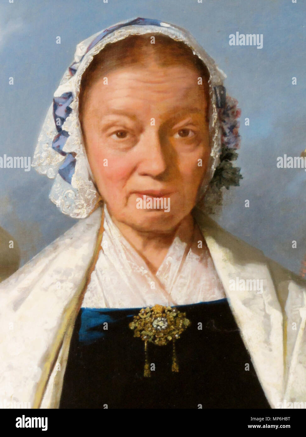 Bárbara Molina Agüero y de Herrera . Retrato (detalle) de María Josefa Bárbara Molina Agüero (1779), hija del coronel Lucas de Molina y Margarita Agüero Lasar; casada en 1800 con el teniente coronel de Los Reales Ejércitos Miguel de Herrera y Rojas (-1808) . tra 1843 e 1858. 904 Monvoisin Raymond - Barbara Molina y Aguero de Herrera -ost 147x106 CP f03 det Foto Stock