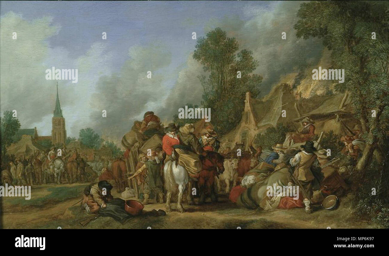 De saccheggio van een dorp 1630. 992 Pieter de Molijn - De saccheggio van een dorp Foto Stock