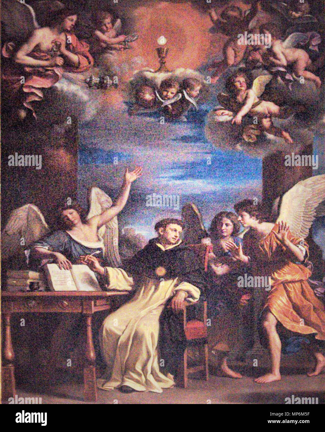 . San Tommaso iscritto il Santo Sacramento . 1662. Guercino (1591-1666) nomi alternativi nascita nome: Giovanni Francesco Barbieri, Il Guercino Descrizione pittore italiano, disegnatore e pittore di affreschi Data di nascita e morte 8 Febbraio 1591 22 dicembre 1666 Luogo di nascita e morte Cento vicino a Ferrara Bologna sede di lavoro Cento (1615-1617), Bologna (1617-1621), Venezia (circa 1618), Roma (1621-1623), Cento (1623-1642), Bologna (1642-1666) Autorità di controllo : Q334262 VIAF: 49248688 ISNI: 0000 0001 2131 914X ULAN: 500021925 LCCN: N50082058 NLA: 35806367 WorldCat 1090 San Domenico67 Foto Stock