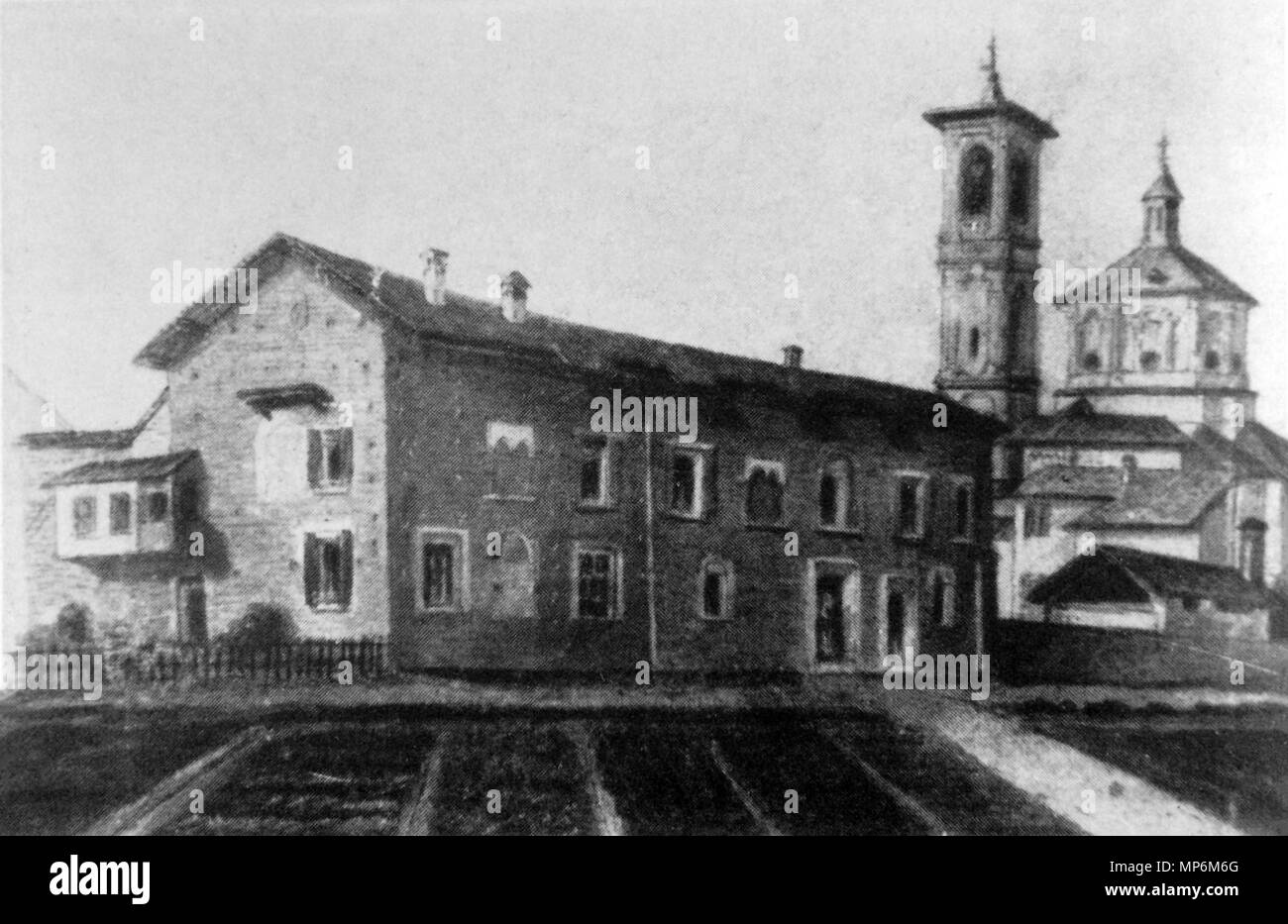 . Italiano: L'antico Palazzo Leone da Perego (Legnano) in nazioni unite acquarello di Giuseppe Pirovano . prima di 1902. Giuseppe Pirovano (1818-1902) 955 Palazzo Leone da Perego Pirovano (Legnano) Foto Stock